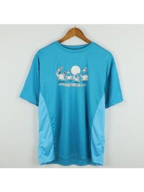 Belong Design Men's XL Blue White Crewneck Turkey Trot Short Sleeve Tech Tee